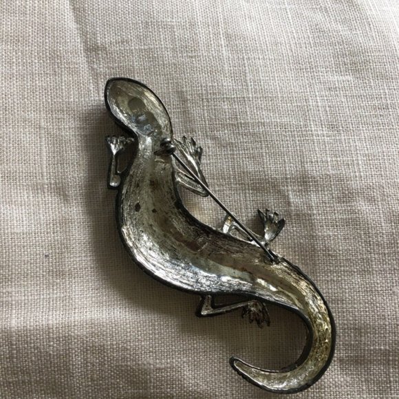 VINTAGE TEXTURED LIZARD BROOCH - Picture 3 of 3